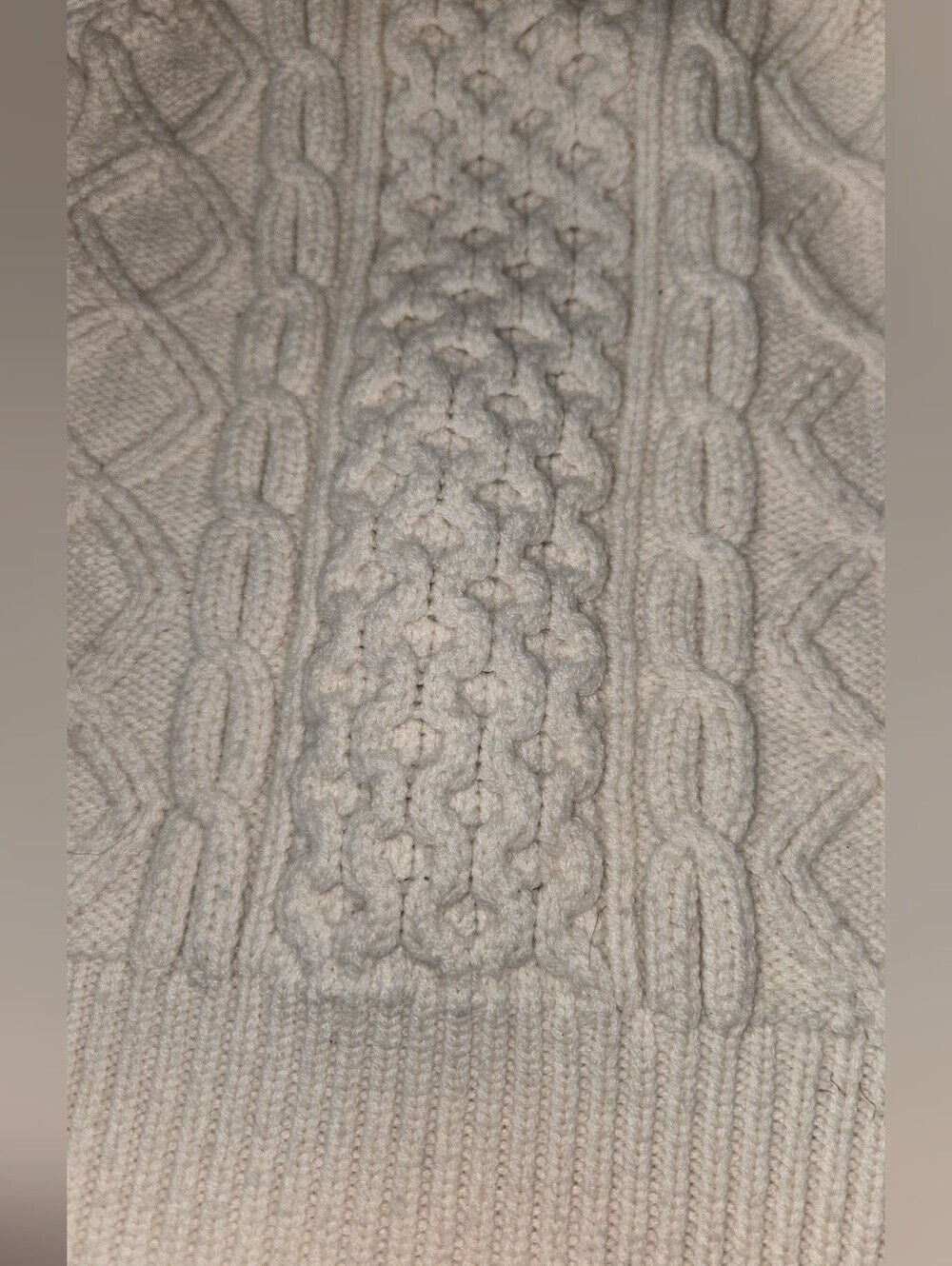 Vintage Isabelle Glion Kids 100% Wool Fisherman's Aran Sweater Ivory Medium - Picture 3 of 9
